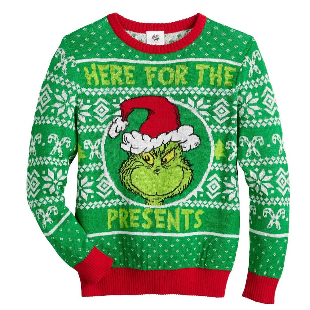Boys Size Small Dr. Seuss The Grinch Christmas Sweater NWT